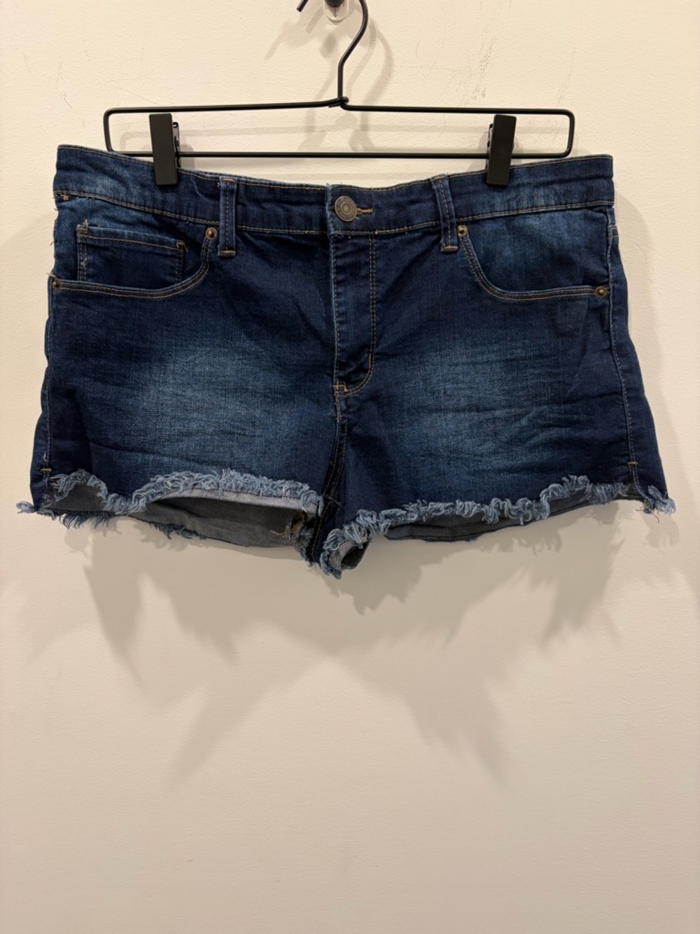 Mudd Indigo Frayed Hem Denim Shorts